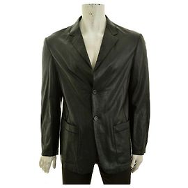 ARMANI Collezioni  by Giorgio Armani black lamb leather elegant jacket Black