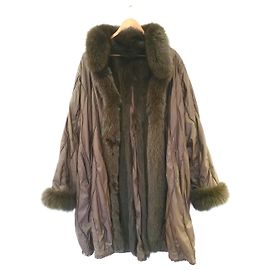 Autre Marque Diego M Saga Fur Blue Fox Reversible Coat Dark Brown Dark brown