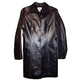 AlX Armani Exchange fitted elegant genuine black leather coat Black