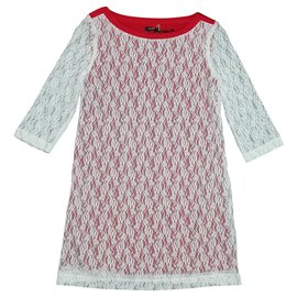 Byblos Kleid rot mit weißer Spitze Weiß Rot
