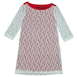 Robe rouge en dentelle blanche Byblos Blanc Rouge
