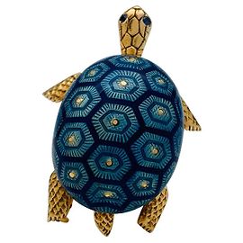 Broche de tortuga Boucheron oro amarillo, esmalte y zafiro. Otro