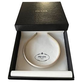 Banda de pelo de satén Prada Beige Beige