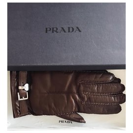 Prada-Prada Nappa leather gloves-Brown