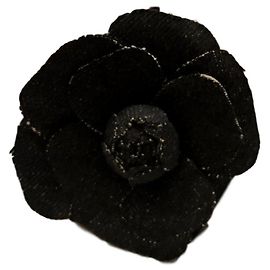 Broche Camélia Chanel Azul Marinho de Algodão Azul marinho