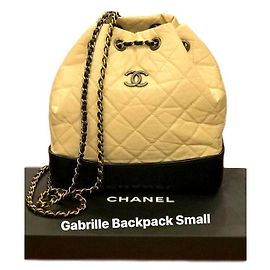 Chanel Mochilas Preto Bege