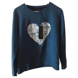 Karl Lagerfeld Blauer Baumwollpullover Rundhals Blau