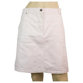 Hermès-Hermes White 100% Cotton Mini Distressed skirt size 38 with front & back pockets-White