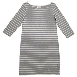 Vestido Ganni de algodón a rayas gris Blanco Gris