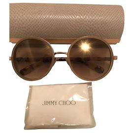 Óculos de sol Jimmy Choo Andie Marrom Prata Bege