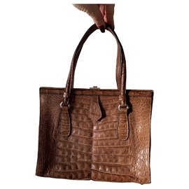 Autre Marque Bolsa de couro de crocodilo marrom Marrom