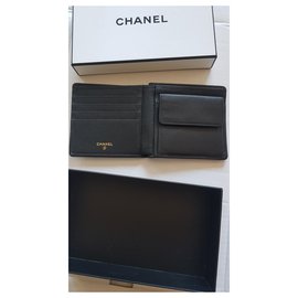 Chanel-Chanel vintage mini billetera cuero caviar-Negro