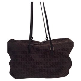 Fendi-Fendi zucchino shoulder  tote bag-Brown