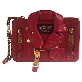 Moschino Biker Clutch Red Leather Red