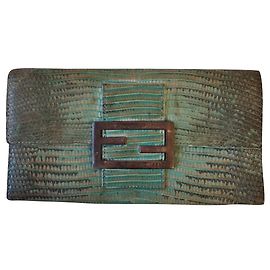 Fendi Geldbörse Echsenleder grün Grün