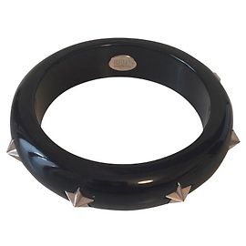 Red Valentino black plastic bangle with silver stars Black