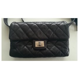 Chanel-Belt bag 2.55 black leather-Black