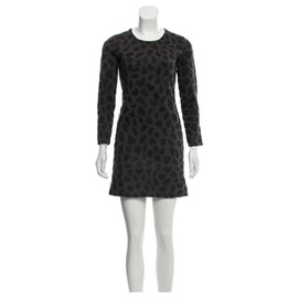 3.1 Phillip Lim Grey Abstract Pattern Wool Mini Dress Grey Dark grey