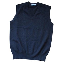 Eric Bompard Ärmelloser Pullover, Schwarzer Kaschmir-Strick, Größe L. Schwarz