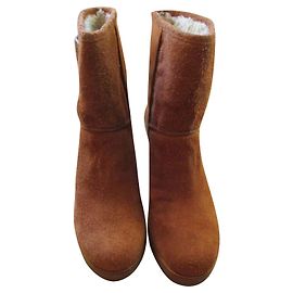 Marc by Marc Jacobs Boots fourrées, compensées, cuir cognac 36. Caramel