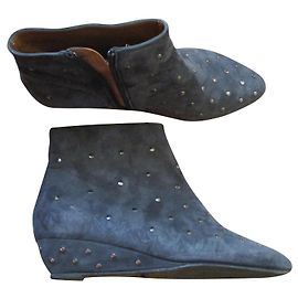 Autre Marque Pewter gray suede boots, Pointure 36. Dark grey