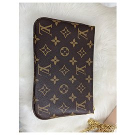 Louis Vuitton-lined Zip Pochette-Brown