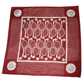 Hermès Sciarpe di seta Bianco Bordò