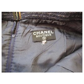 Chanel-Saia semi enrolada, 42?-Azul marinho