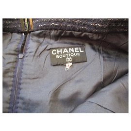 Chanel-Jupe semi portefeuille, 42?-Bleu Marine