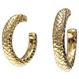 Autre Marque-Dyrberg/Kern hoop earrings with snake pattern-Golden