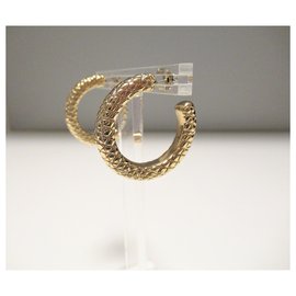 Autre Marque-Dyrberg/Kern hoop earrings with snake pattern-Golden