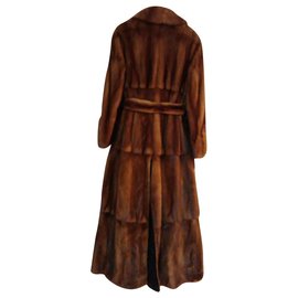 Fendi-FENDI Cappotto in pelliccia di visone selvaggio reversibile-Cognac