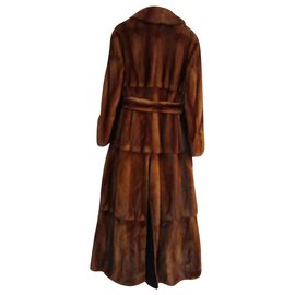 Fendi-Manteau en fourrure de vison sauvage réversible FENDI-Cognac