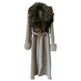 VALENTINO SHEARLING&WOLF FUR COAT White