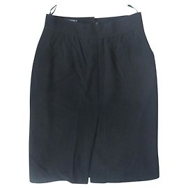 Chanel Black Wool Pencil Skirt Black