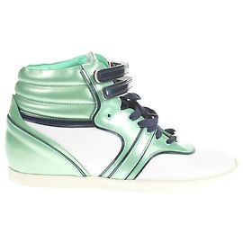 Tênis Sergio Rossi de couro branco e verde Branco Verde