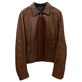 Salvatore Ferragamo Leather bomber jacket Brown