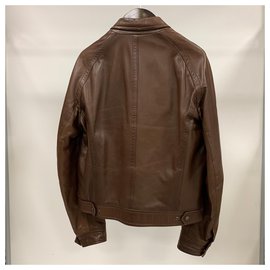 Salvatore Ferragamo-Leather bomber jacket-Brown
