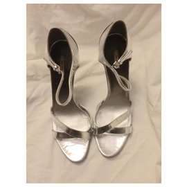 Miu Miu-Silver evening sandals-Silvery