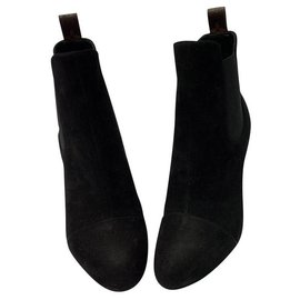 Louis Vuitton-Louis Vuitton black suede ankle boot-Black