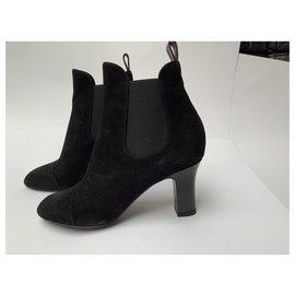 Louis Vuitton-Louis Vuitton black suede ankle boot-Black