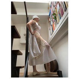 Fendi-Tenue de soirée estivale Fendi pour  femme audacieuse-Blanc cassé