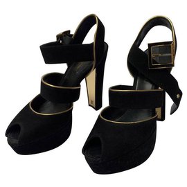 Louis Vuitton-Zapatos de noche de ante negro de Vuitton-Negro
