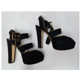 Louis Vuitton-Zapatos de noche de ante negro de Vuitton-Negro