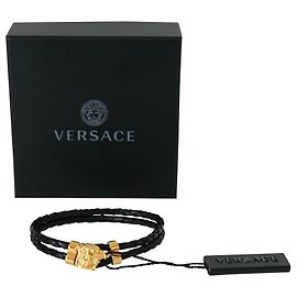 Versace medusa leather bracelet Black