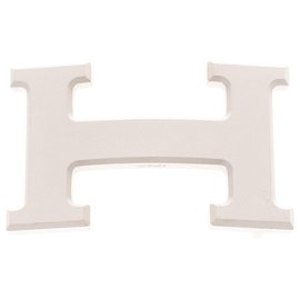 Hermès-Boucle ceinture Hermès 5382 en argent mat-Argenté