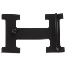Hermès-Boucle de ceinture Hermès 5382 en PVD noir mat-Noir