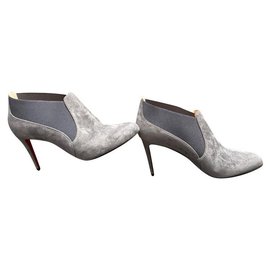 Bottines Christian Louboutin en daim gris Gris