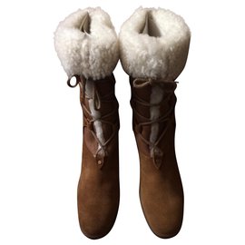 Chloé Ankle Boots Caramel Deerskin Leather 40 Caramel
