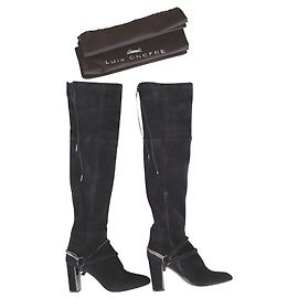 Autre Marque Luis Onofre thigh high boots black suede leather 38 Black